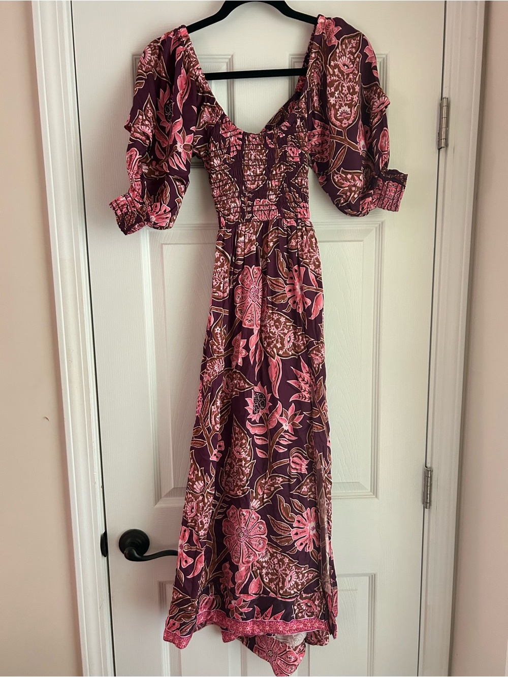 Omika Midi Dress with Pink Floral Print